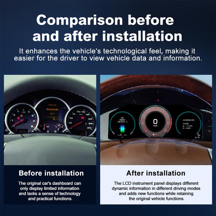 Contachilometri digitale HD LCD multimodale per auto con CarPlay, For Porsche Cayenne 2002–2010