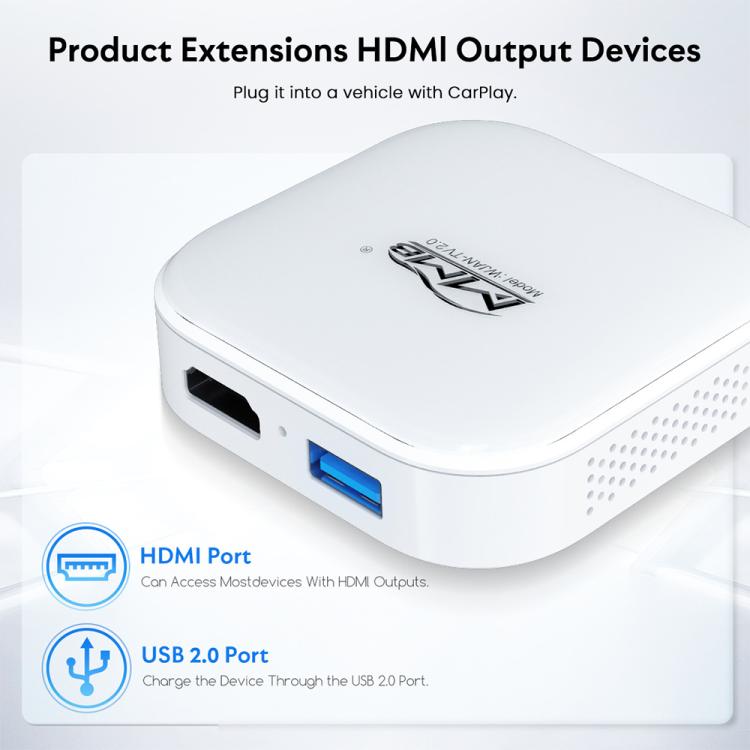 MMB WJAN-TV 2.0 Box AI per auto, da cablato a wireless, adattatore Android Auto/CarPlay, WJAN-TV 2.0
