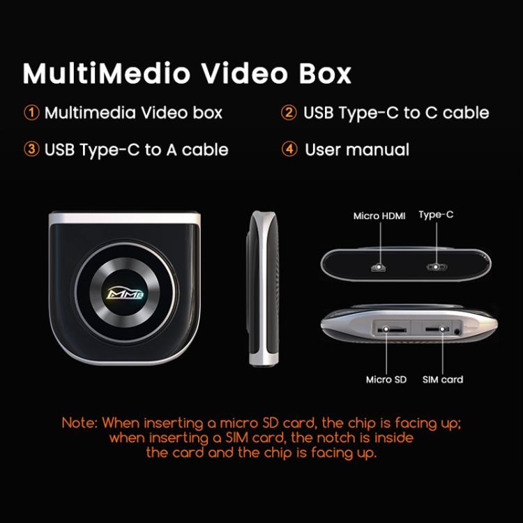 MMB Car Smart Box Adattatore da cablato a wireless per Android Auto e CarPlay, 8 GB + 128 GB, versione Europa/Asia, WJAN-Q5H