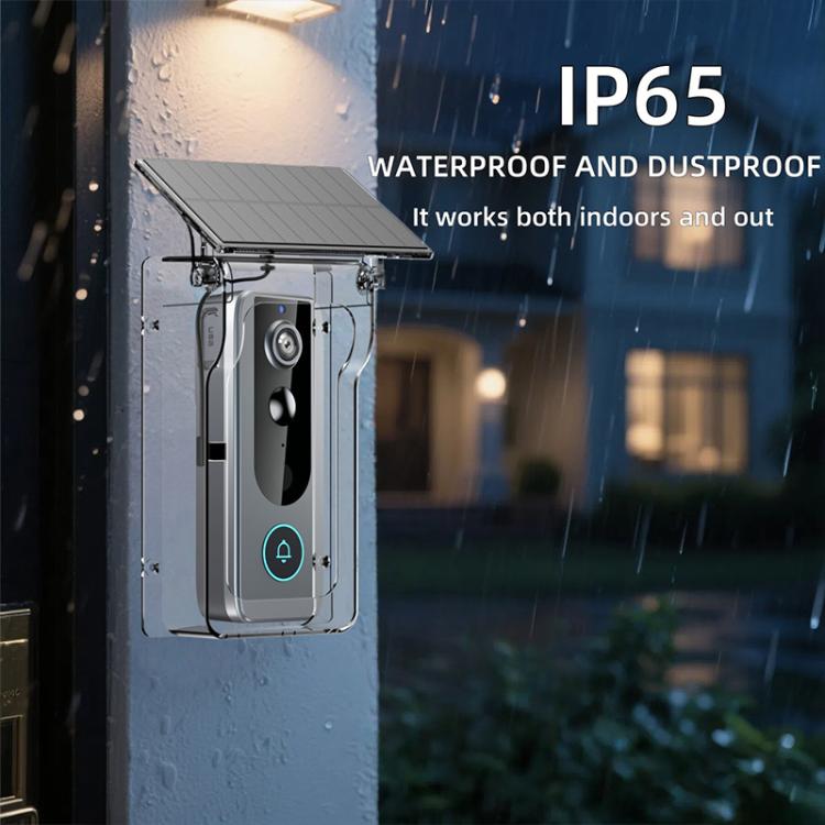 Videocitofono wireless bidirezionale M20 HD con visione notturna, alimentazione solare e copertura antipioggia., M20 with Solar Power Rainproof Cover(Black), M20 with Solar Power Rainproof Cover(Transparent)