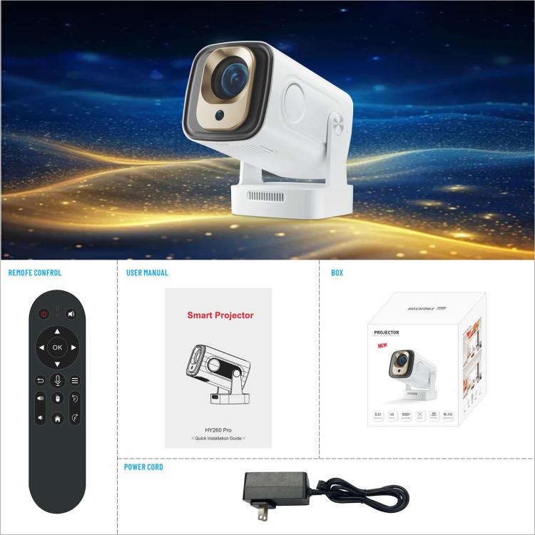 Proiettore HD portatile HY260 Pro 1080P con Wi-Fi dual-band