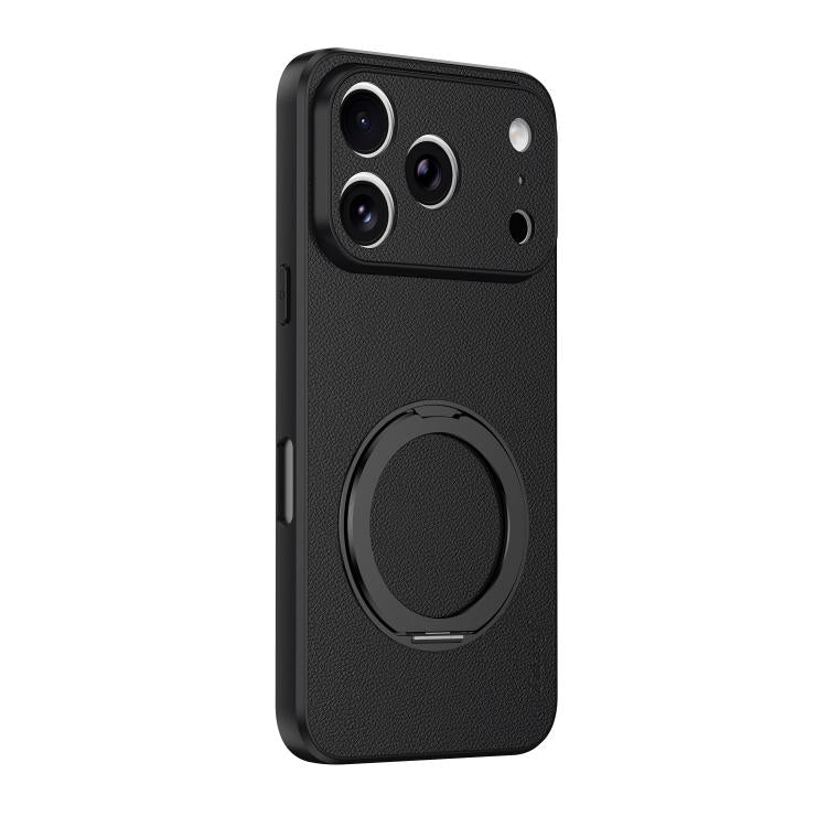 Custodia magnetica per telefono in ecopelle vegana effetto pelle di capra con supporto girevole a 360 gradi., For iPhone 17 Pro Max, For iPhone 17 Pro, For iPhone 17