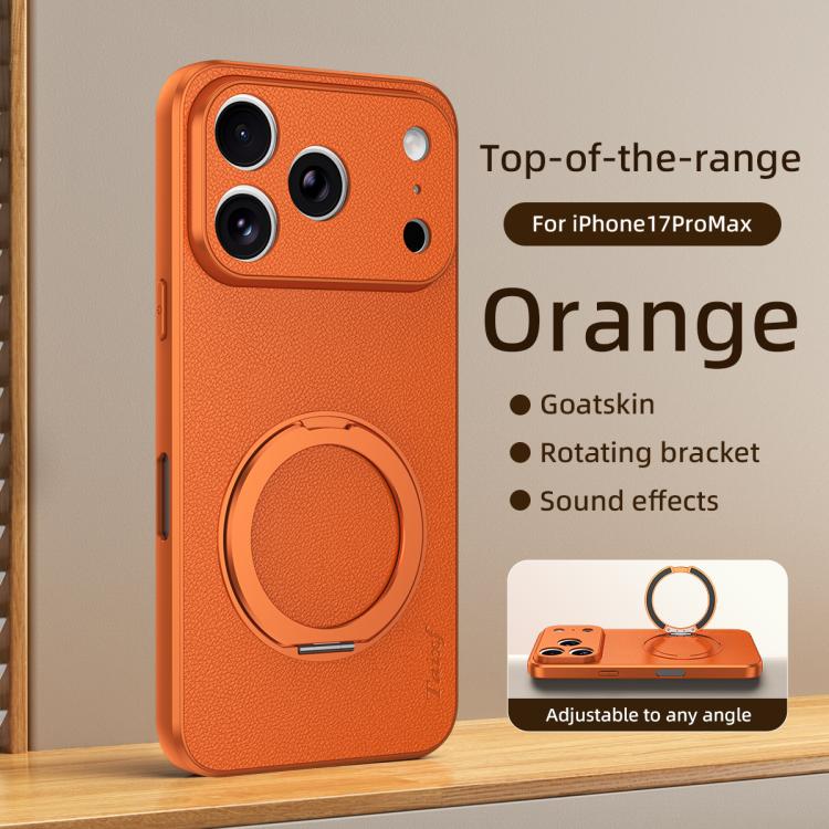 Custodia magnetica per telefono in ecopelle vegana effetto pelle di capra con supporto girevole a 360 gradi., For iPhone 17 Pro Max, For iPhone 17 Pro, For iPhone 17