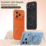 Custodia magnetica per telefono in ecopelle vegana effetto pelle di capra con supporto girevole a 360 gradi., For iPhone 17 Pro Max, For iPhone 17 Pro, For iPhone 17