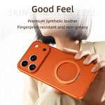 Custodia magnetica per telefono in ecopelle vegana effetto pelle di capra con supporto girevole a 360 gradi., For iPhone 17 Pro Max, For iPhone 17 Pro, For iPhone 17
