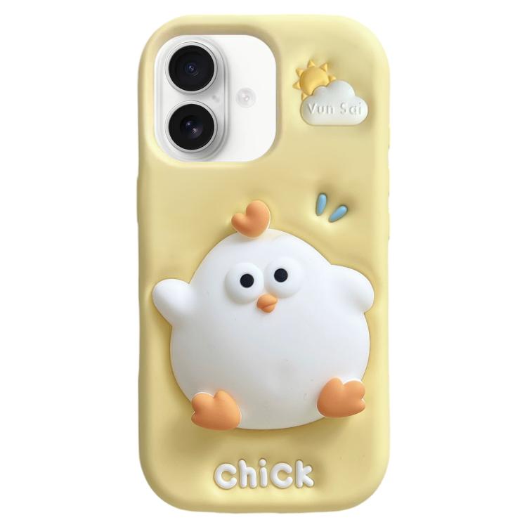 Custodia per telefono in silicone a forma di pulcino, facile da premere., For iPhone 17 Pro Max, For iPhone 17 Pro, For iPhone 17