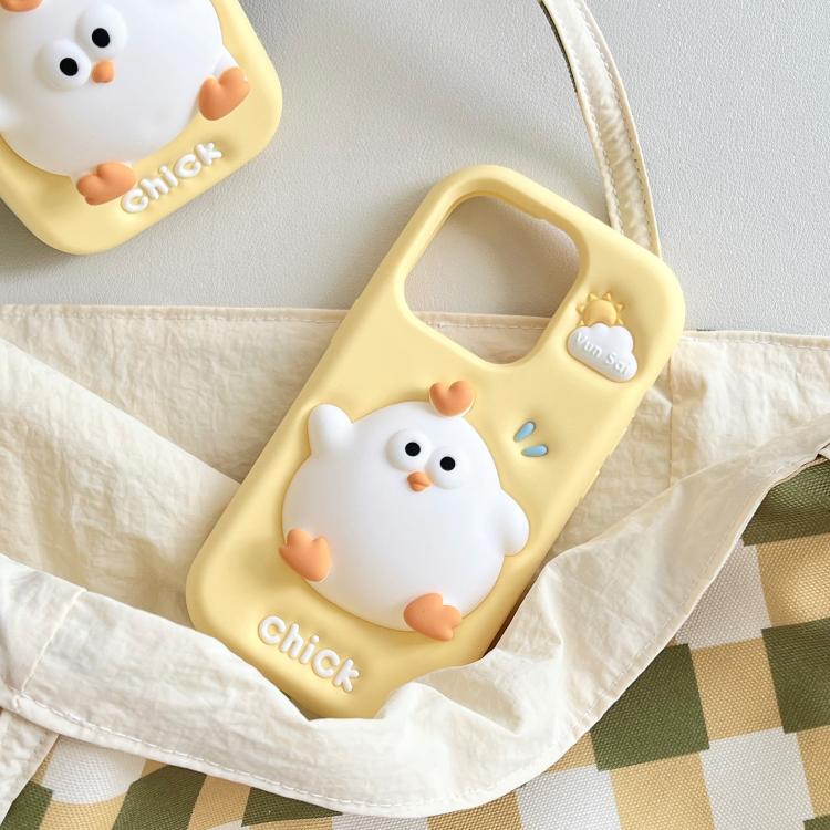 Custodia per telefono in silicone a forma di pulcino, facile da premere., For iPhone 17 Pro Max, For iPhone 17 Pro, For iPhone 17