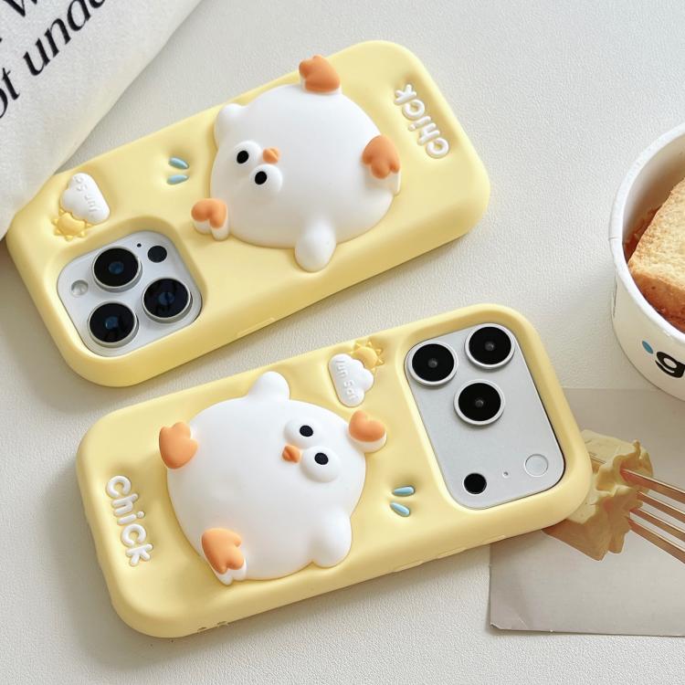 Custodia per telefono in silicone a forma di pulcino, facile da premere., For iPhone 17 Pro Max, For iPhone 17 Pro, For iPhone 17