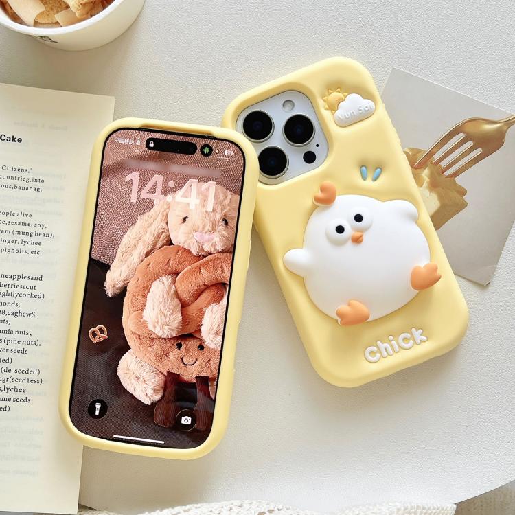 Custodia per telefono in silicone a forma di pulcino, facile da premere., For iPhone 17 Pro Max, For iPhone 17 Pro, For iPhone 17