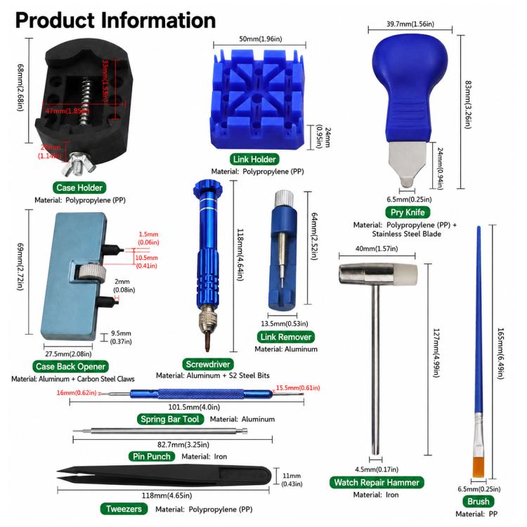 Set strumenti per riparazione orologi 11 in 1