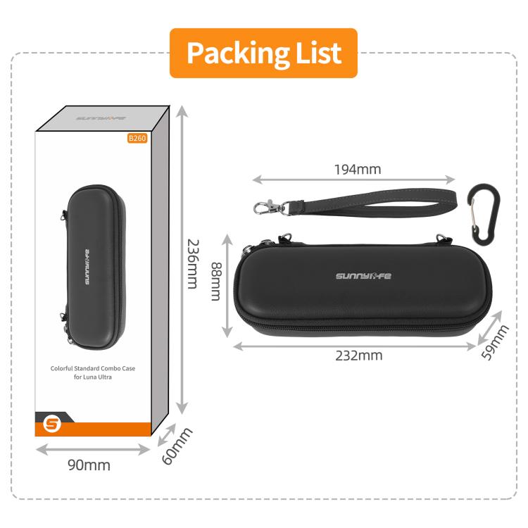 Borsa organizer protettiva colorata Sunnylife Standard Combo, For Insta360 Luna Ultra