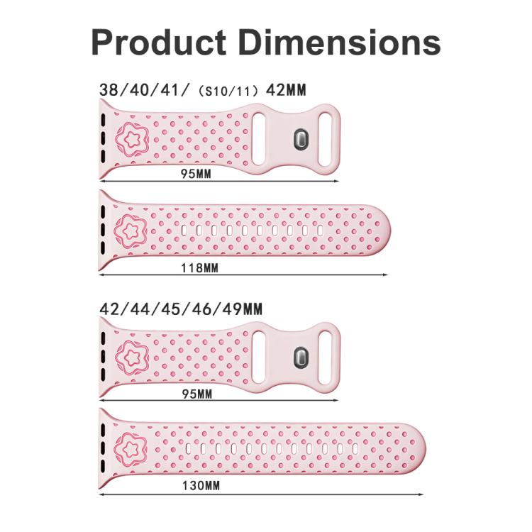 Cinturino per orologio in silicone con chiusura a farfalla e motivo a pois a forma di stella., For Apple Watch 46mm / 49mm / 45mm / 44mm, For Apple Watch 42mm / 41mm / 40mm / 38mm