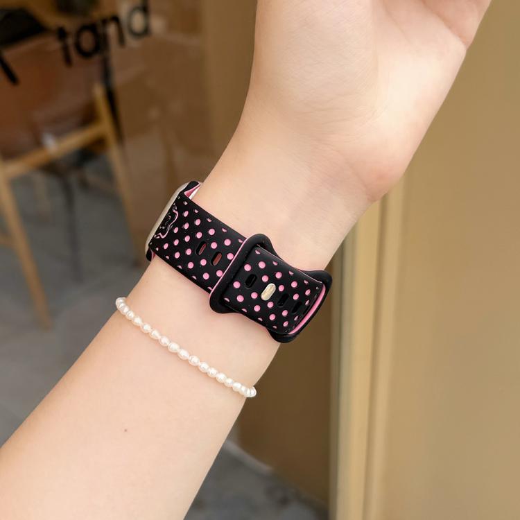 Cinturino per orologio in silicone con chiusura a farfalla e motivo a pois a forma di stella., For Apple Watch 46mm / 49mm / 45mm / 44mm, For Apple Watch 42mm / 41mm / 40mm / 38mm