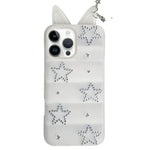 Custodia per telefono in TPU con orecchie di volpe e strass a stella, For iPhone 16 Pro, For iPhone 16, For iPhone 15 Pro Max, For iPhone 15 Pro