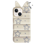 Custodia per telefono in TPU con orecchie di volpe e strass a stella, For iPhone 15 / 14, For iPhone 14 Pro, For iPhone 14 Pro Max, For iPhone 13 Pro Max