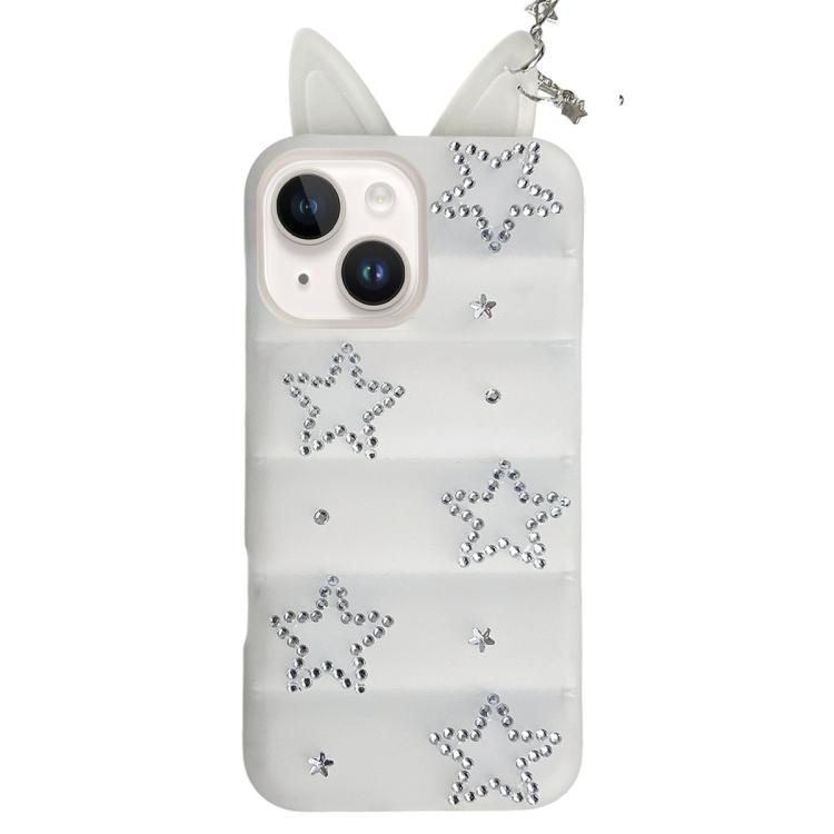 Custodia per telefono in TPU con orecchie di volpe e strass a stella, For iPhone 15 / 14, For iPhone 14 Pro, For iPhone 14 Pro Max, For iPhone 13 Pro Max