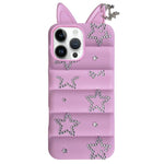 Custodia per telefono in TPU con orecchie di volpe e strass a stella, For iPhone 15 / 14, For iPhone 14 Pro, For iPhone 14 Pro Max, For iPhone 13 Pro Max