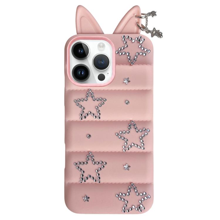 Custodia per telefono in TPU con orecchie di volpe e strass a stella, For iPhone 12 Pro Max
