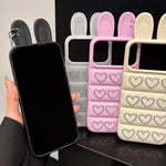 Custodia per telefono in TPU con orecchie da coniglio e cuori di strass, giacca imbottita, For iPhone 12 Pro Max
