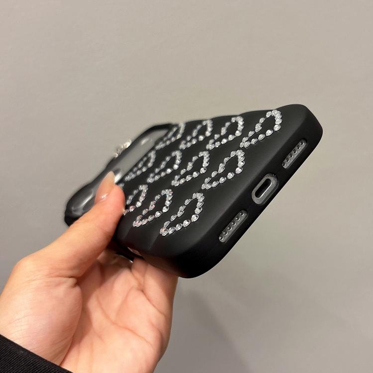 Custodia per telefono in TPU con orecchie da coniglio e cuori di strass, giacca imbottita, For iPhone 12 Pro Max