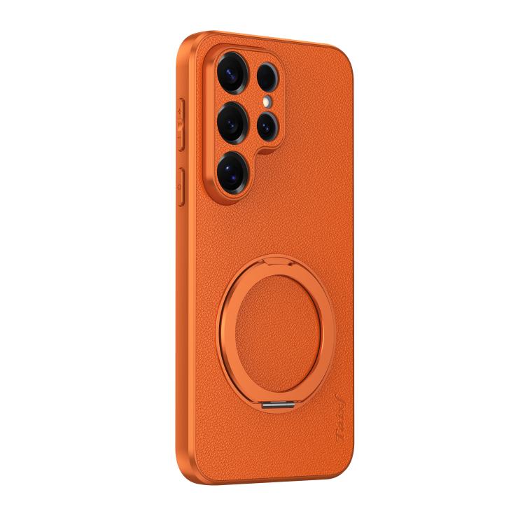 Custodia magnetica per telefono in ecopelle vegana effetto pelle di capra con supporto girevole a 360 gradi., For Galaxy S26+ 5G, For Galaxy S26 Ultra 5G, For Galaxy S26 5G, For Galaxy S25 FE 5G, For Galaxy S25 5G, For Galaxy S25+ 5G                   ...