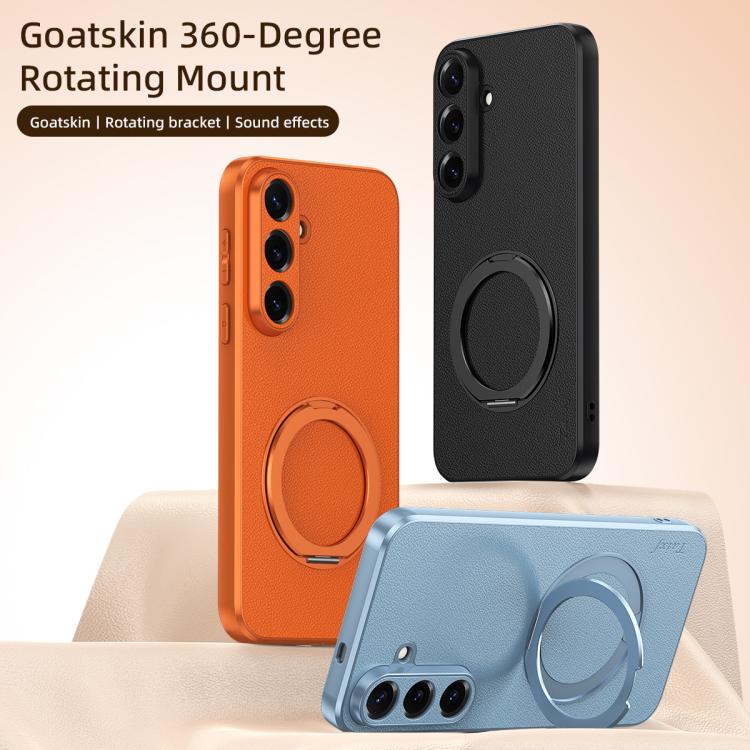 Custodia magnetica per telefono in ecopelle vegana effetto pelle di capra con supporto girevole a 360 gradi., For Galaxy S26+ 5G, For Galaxy S26 Ultra 5G, For Galaxy S26 5G, For Galaxy S25 FE 5G, For Galaxy S25 5G, For Galaxy S25+ 5G                   ...