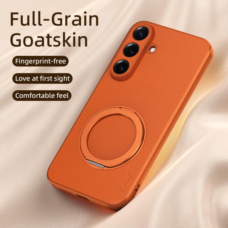 Custodia magnetica per telefono in ecopelle vegana effetto pelle di capra con supporto girevole a 360 gradi., For Galaxy S26+ 5G, For Galaxy S26 Ultra 5G, For Galaxy S26 5G, For Galaxy S25 FE 5G, For Galaxy S25 5G, For Galaxy S25+ 5G                   ...