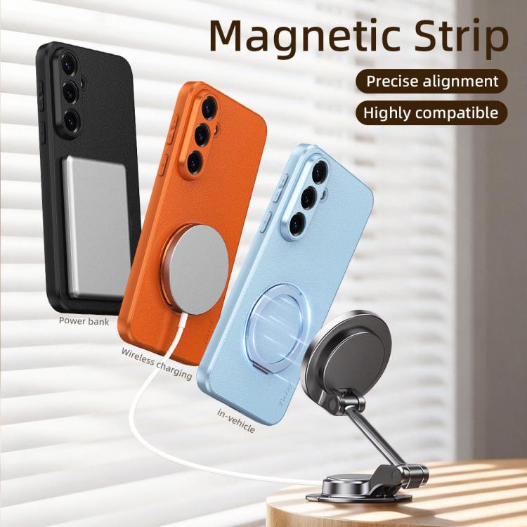 Custodia magnetica per telefono in ecopelle vegana effetto pelle di capra con supporto girevole a 360 gradi., For Galaxy S26+ 5G, For Galaxy S26 Ultra 5G, For Galaxy S26 5G, For Galaxy S25 FE 5G, For Galaxy S25 5G, For Galaxy S25+ 5G                   ...