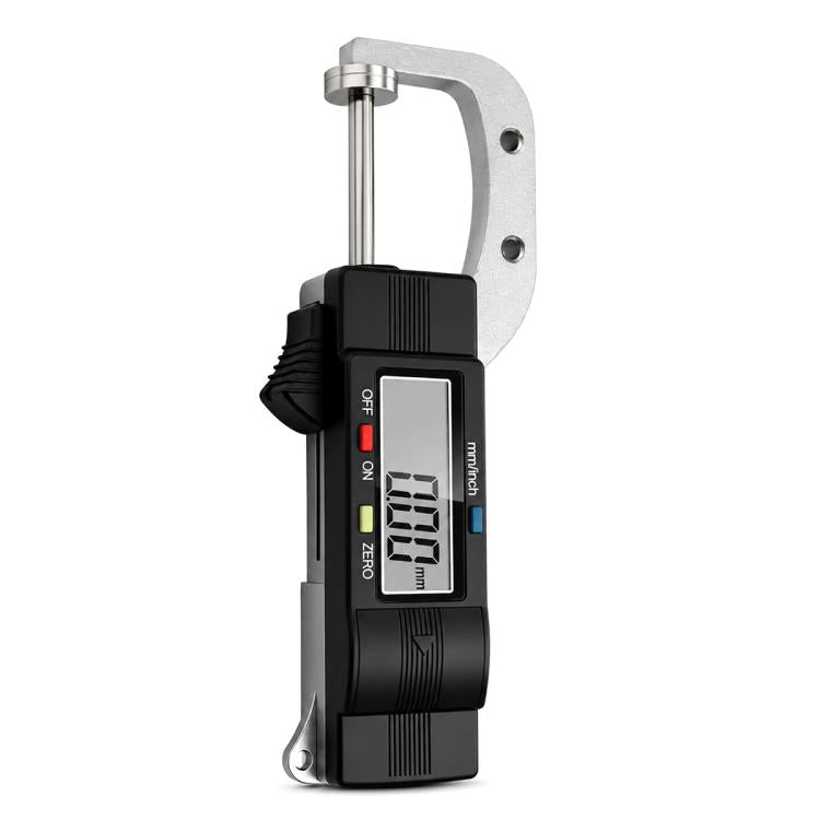 Strumento di misurazione dello spessore ad alta precisione con display digitale, intervallo di misurazione 0-25,4 mm.