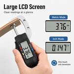Strumento di misurazione dello spessore ad alta precisione con display digitale, intervallo di misurazione 0-25,4 mm.