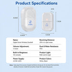 Campanello wireless intelligente XY-802 433Hz per anziani e pazienti, pulsante di chiamata di emergenza wireless., US Plug, EU Plug