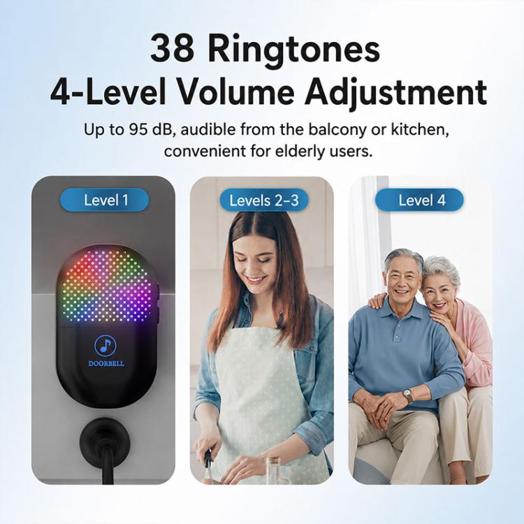 Campanello wireless intelligente XY-802 433Hz per anziani e pazienti, pulsante di chiamata di emergenza wireless., US Plug, EU Plug