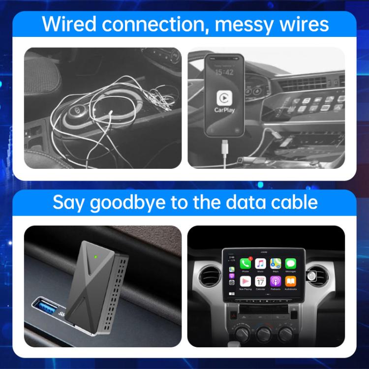 Mini Smart Box per auto 2 in 1, cablata e wireless, 5.8GHz+2.4GHz, adattatore Android Auto e CarPlay., ZYD-TAB0F