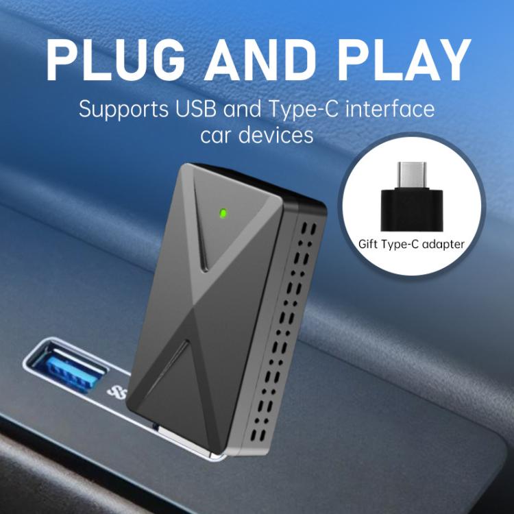 Mini Smart Box per auto 2 in 1, cablata e wireless, 5.8GHz+2.4GHz, adattatore Android Auto e CarPlay., ZYD-TAB0F