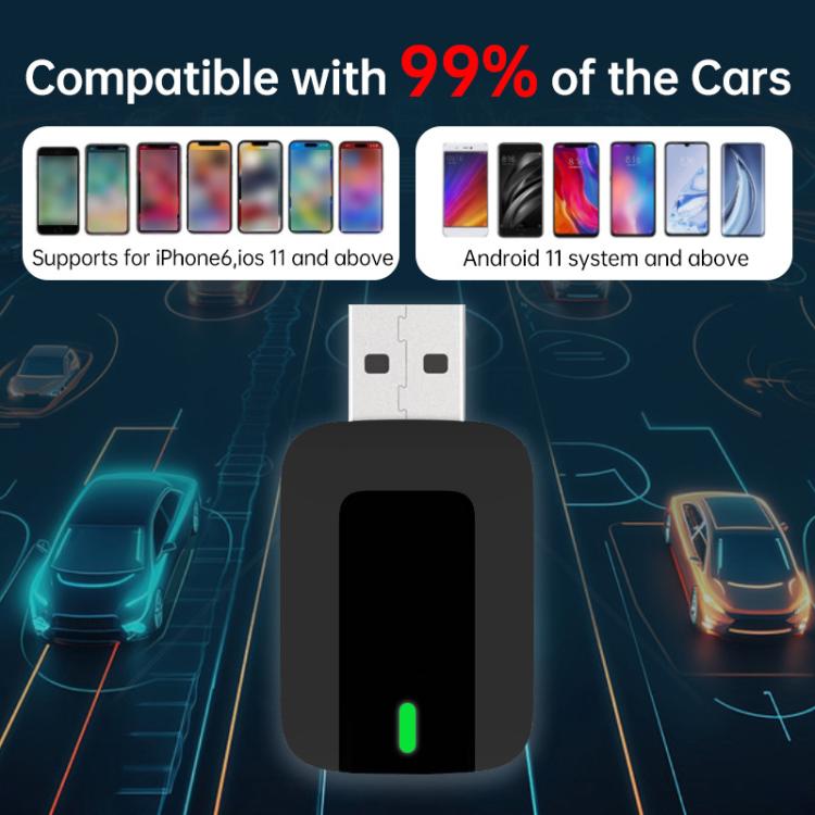 Mini Smart Box per auto 2 in 1, adattatore wireless Android Auto/CarPlay 5.8GHz+2.4GHz, ZYD-TAB0A