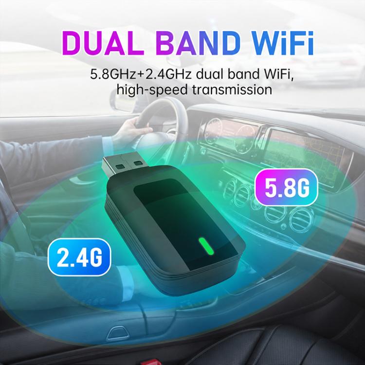 Mini Smart Box per auto 2 in 1, adattatore wireless Android Auto/CarPlay 5.8GHz+2.4GHz, ZYD-TAB0A