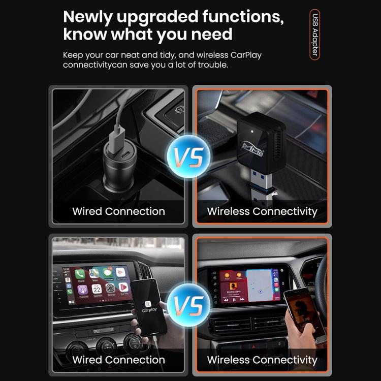 MMB CP-1 Mini Smart Box per auto 2 in 1, da cablato a wireless, adattatore Android Auto e CarPlay, CP-1