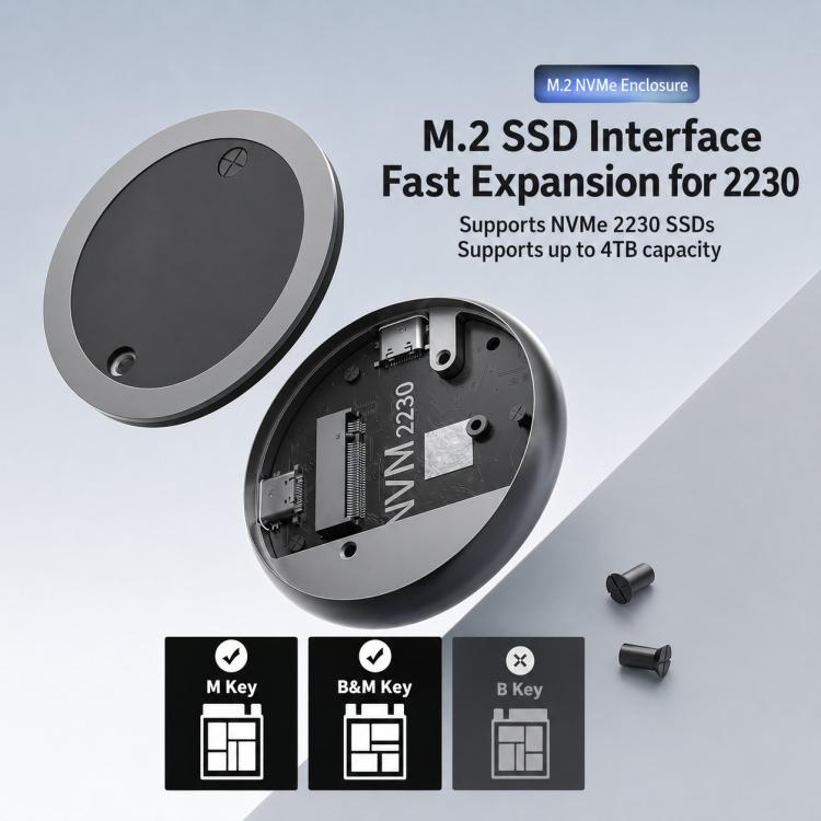 Box esterno magnetico per hard disk portatile M.2 2230 NVMe SSD, Card Reader No PD, Round PD100W, Square PD100W