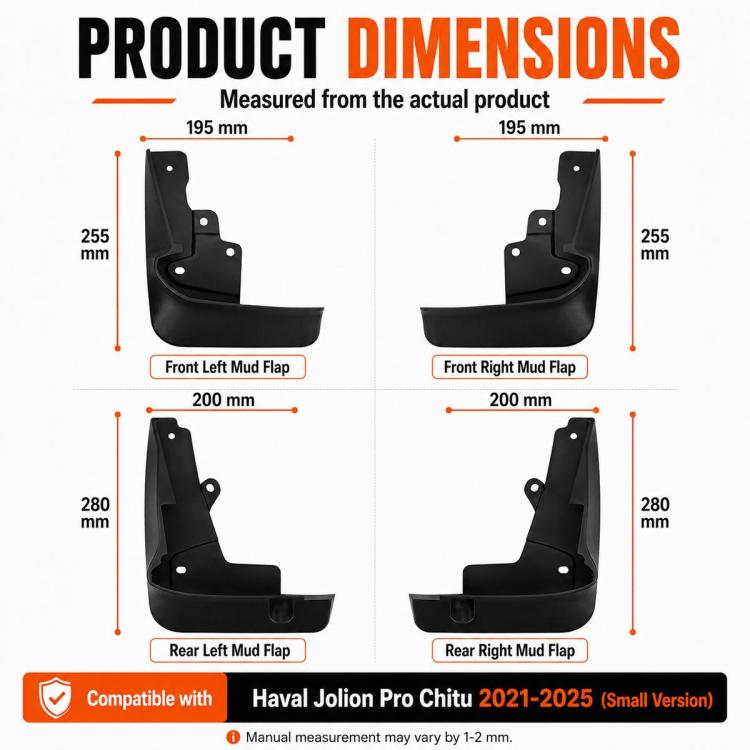 Set di 4 parafanghi per auto, For GreatWall Haval Jolion Pro 2021-2025