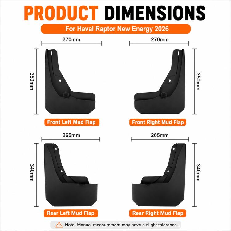 Set di 4 parafanghi per auto, For GreatWall Haval Menglong New Energy 2026