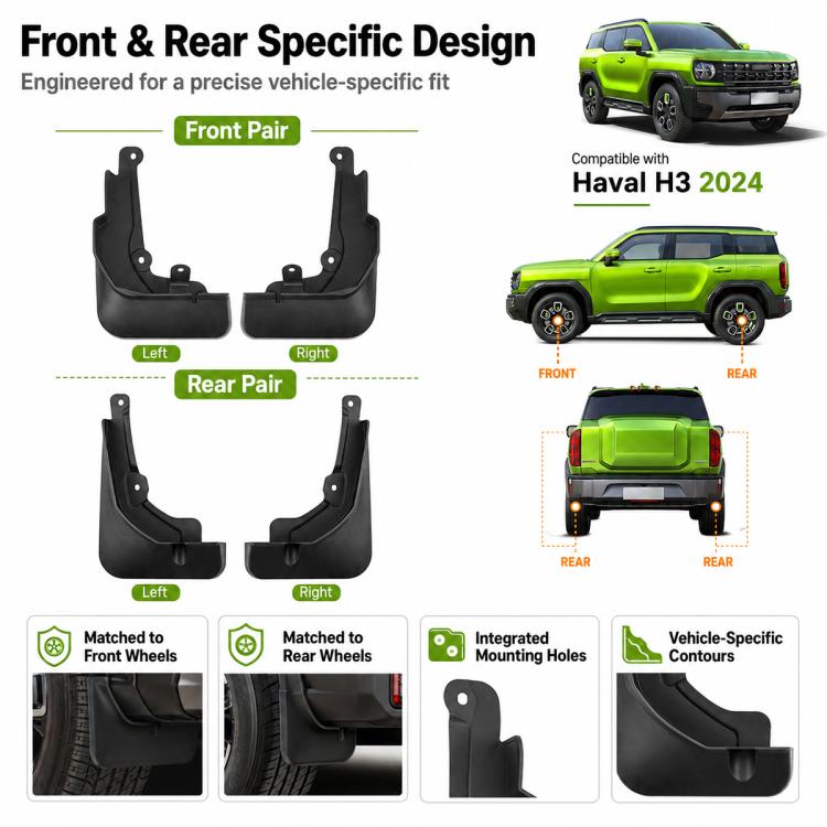 Set di 4 parafanghi per auto, For GreatWall Haval H3 2024