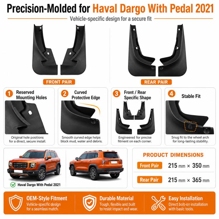 Set di 4 parafanghi per auto, For GreatWall Haval Dargo with Pedal 2021