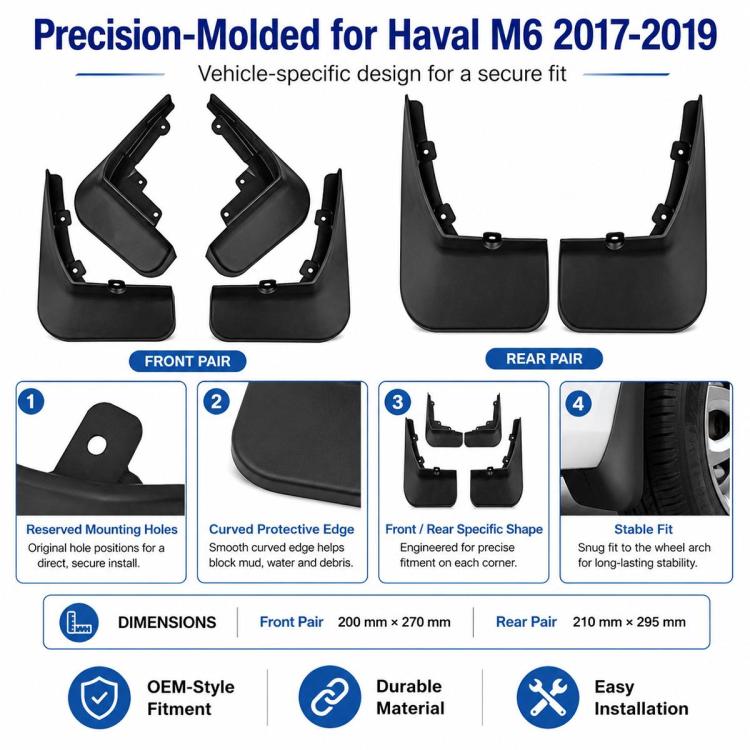 Set di 4 parafanghi per auto, For GreatWall Haval M6 2017-2019
