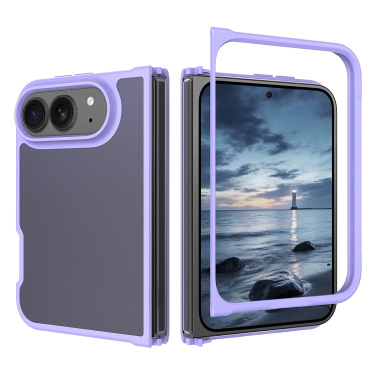 Custodia per telefono ibrida in TPU PC con contrasto di colori effetto pelle., For iPhone Fold