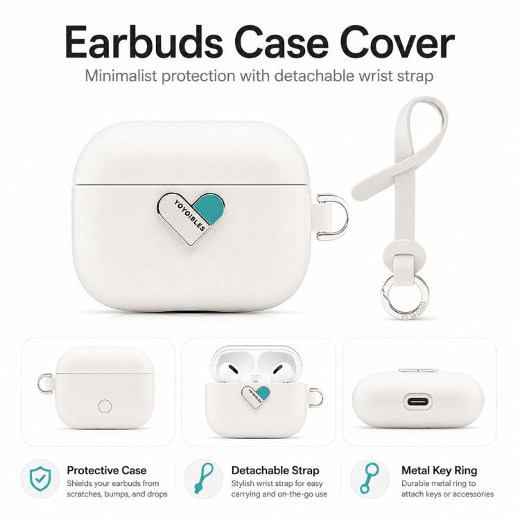 Custodia protettiva ibrida in PU e PC galvanizzato della serie Heart Island di YOYOISLES per auricolari., For AirPods Pro 3
