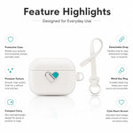 Custodia protettiva ibrida in PU e PC galvanizzato della serie Heart Island di YOYOISLES per auricolari., For AirPods Pro 3