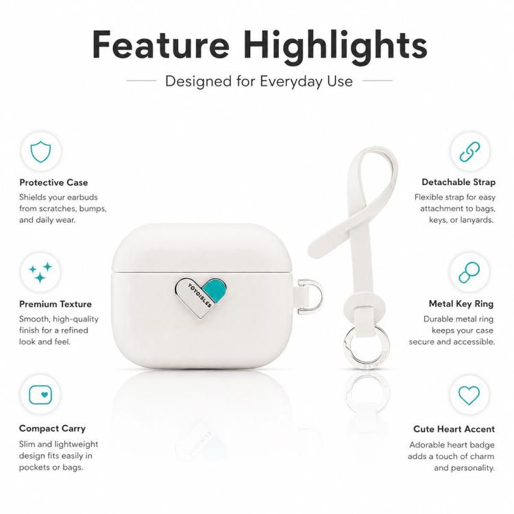 Custodia protettiva ibrida in PU e PC galvanizzato della serie Heart Island di YOYOISLES per auricolari., For AirPods Pro 3