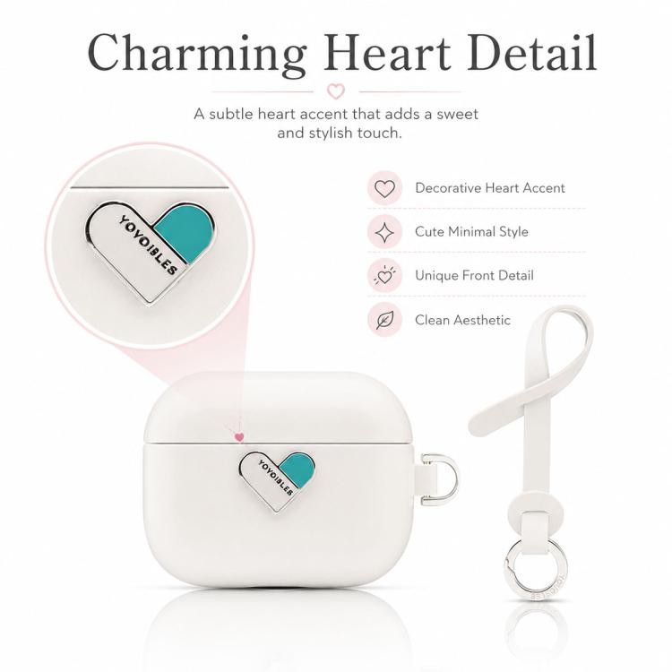Custodia protettiva ibrida in PU e PC galvanizzato della serie Heart Island di YOYOISLES per auricolari., For AirPods Pro 3