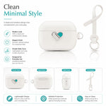 Custodia protettiva ibrida in PU e PC galvanizzato della serie Heart Island di YOYOISLES per auricolari., For AirPods Pro 3