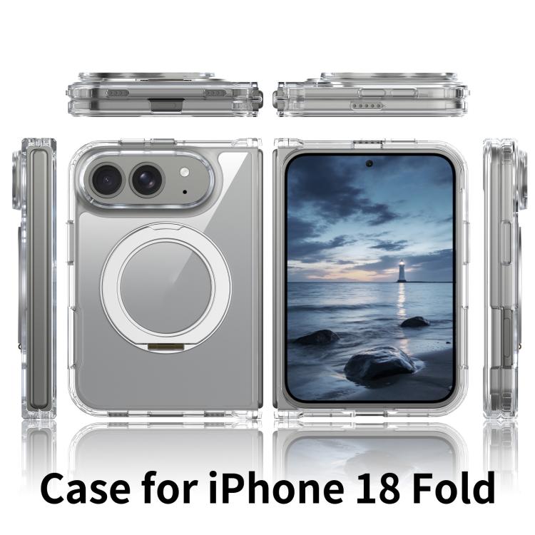 Custodia magnetica trasparente antigraffio con supporto girevole per telefono., For iPhone Fold